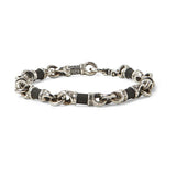 John Varvatos OBSIDIAN AND SILVER LINK Hammered Mens Bracelet