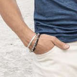 John Varvatos SILVER CUFF Thin Width Hammered Mens Bracelet