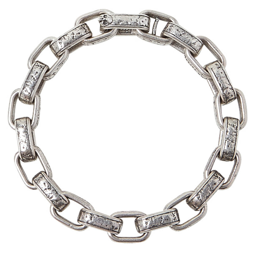 John Varvatos HAMMERED LINK Mens Bracelet in Sterling Silver
