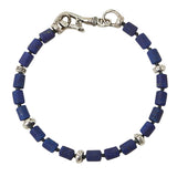 John Varvatos BLUE LAPIS MODERN BEAD Bracelet for Men with Skull Clasp