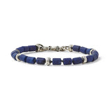 John Varvatos BLUE LAPIS MODERN BEAD Bracelet for Men with Skull Clasp