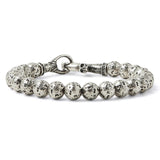 John Varvatos HAMMERED SILVER BEAD Mens Bracelet with Skull Clasp