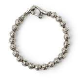 John Varvatos HAMMERED SILVER BEAD Mens Bracelet with Skull Clasp