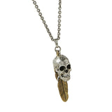 John Varvatos SKULL AND FEATHER Pendant Chain Necklace for Men