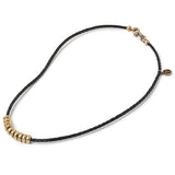 John Varvatos BRASS SIMIT BEAD NECKLACE with Black Leather Cord