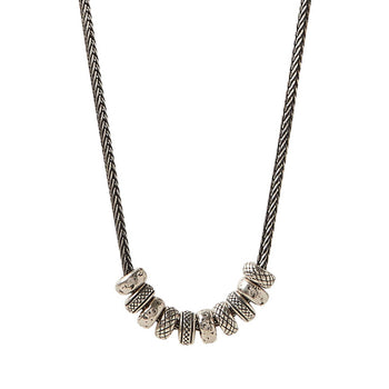 John Varvatos SILVER SIMIT BEAD NECKLACE with Twist Link Chain