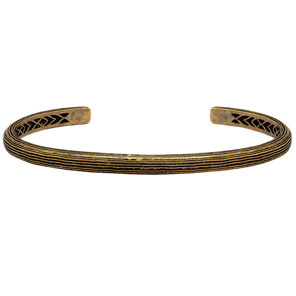 John Varvatos WOOD TEXTURE BRASS THIN CUFF Bracelet for Men