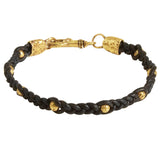 John Varvatos WOVEN BRASS BEAD Mens Bracelet with Brass Skulls