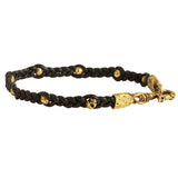 John Varvatos WOVEN BRASS BEAD Mens Bracelet with Brass Skulls