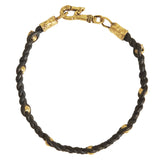 John Varvatos WOVEN BRASS BEAD Mens Bracelet with Brass Skulls