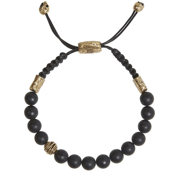 John Varvatos BRASS WIRE BEAD Black Onyx Adjustable Bead Bracelet for Men