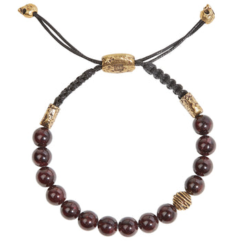 John Varvatos BRASS WIRE BEAD Red Garnet Adjustable Bead Bracelet for Men