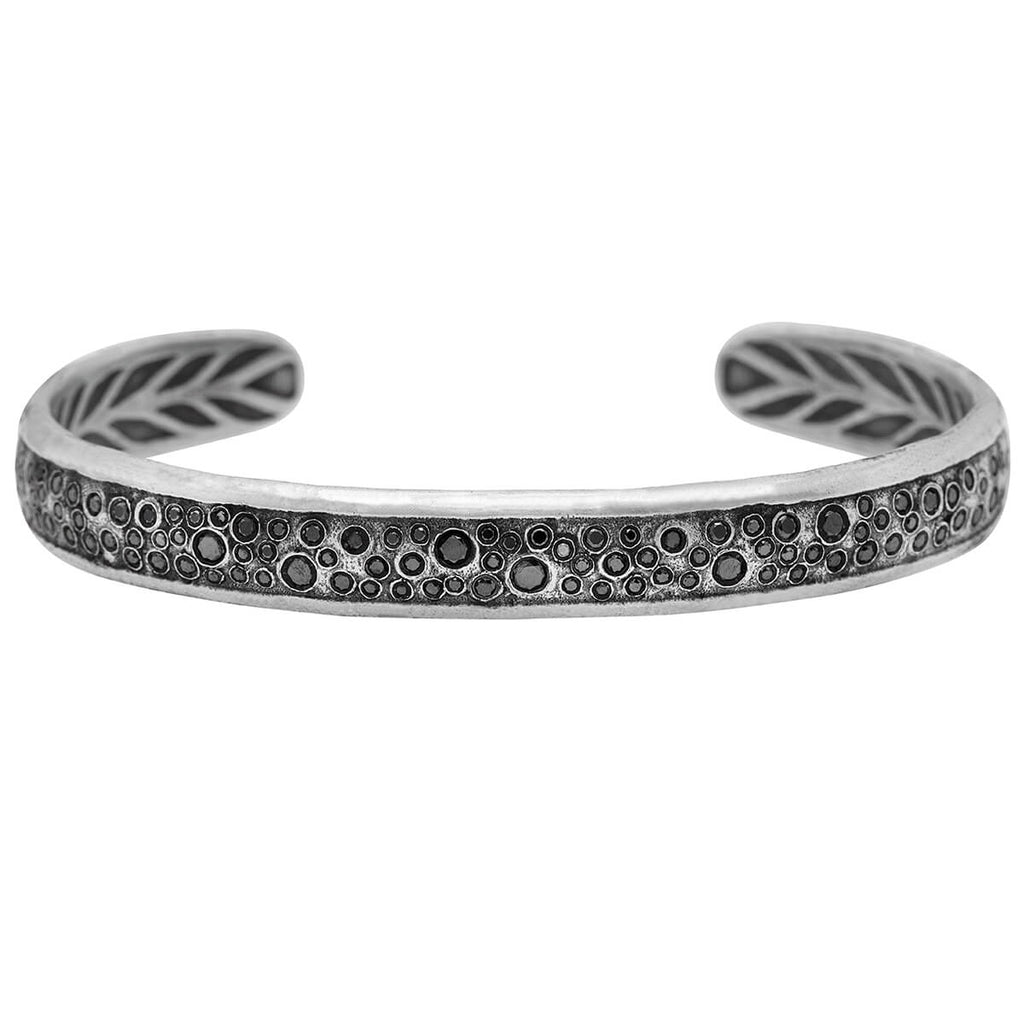 John Varvatos STARDUST CUFF Men's Bracelet in Black Diamond & Silver