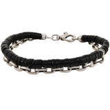 John Varvatos DUAL BRACELET for Men in Sterling Silver and Black Jade