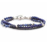 John Varvatos BLUE STONE TRIPLE STRAND Mens Bracelet with Leather