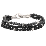 John Varvatos DARK STONE TRIPLE STRAND Mens Bracelet with Leather