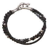 John Varvatos DARK STONE TRIPLE STRAND Mens Bracelet with Leather