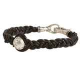 John Varvatos LARGE SILVER BEAD Mens Bracelet with Black Woven Cord