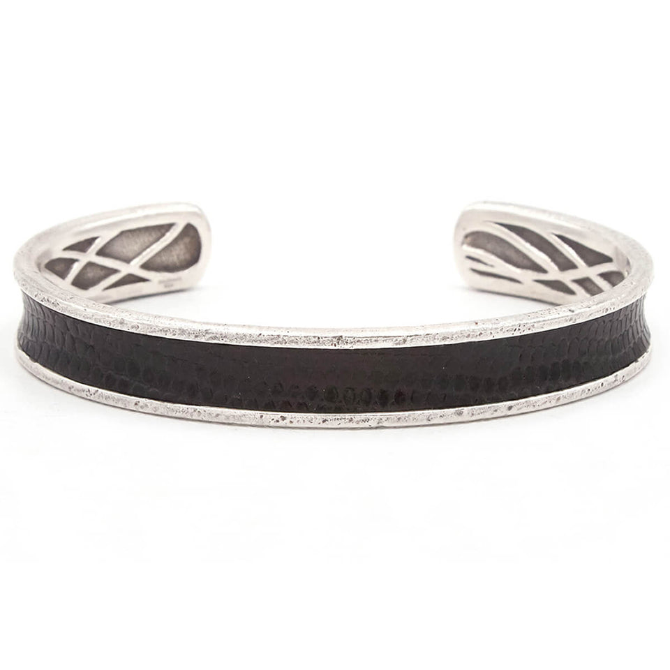 John Varvatos BLACK LEATHER WIDE Cuff Bracelet for Men