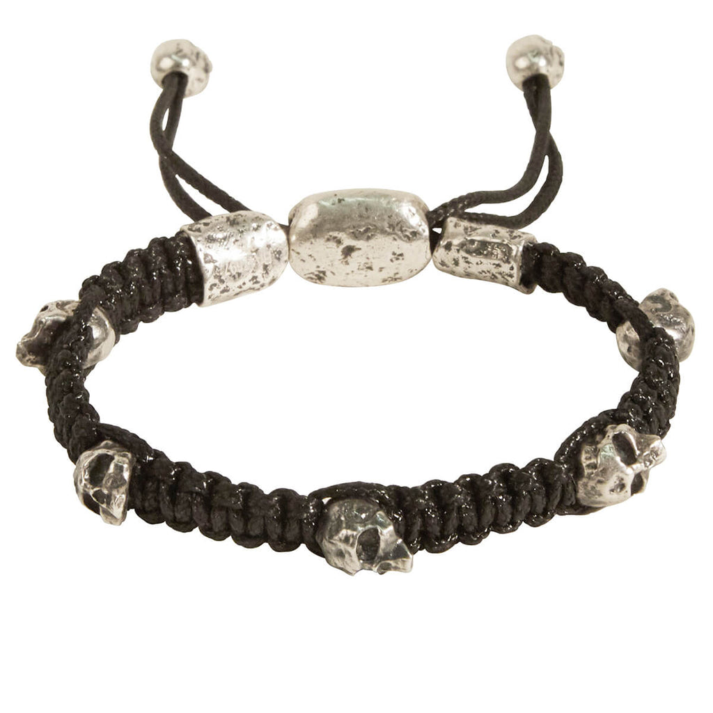 John Varvatos WOVEN SKULL BEAD Bracelet for Men in Sterling Silver