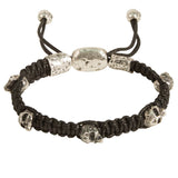 John Varvatos WOVEN SKULL BEAD Mens Bracelet in Sterling Silver