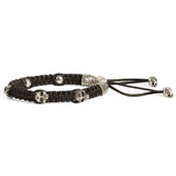 John Varvatos WOVEN SKULL BEAD Mens Bracelet in Sterling Silver