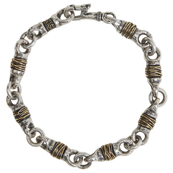 John Varvatos ANCIENT PADLOCK Men's Chain Necklace in Silver and Brass