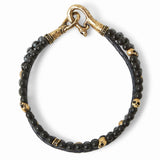 John Varvatos BRASS TRIPLE STRAND Mens Bracelet with Leather and Beads