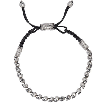 John Varvatos SKULL BEAD Silver Adjustable Mens Bracelet