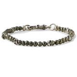 John Varvatos PYRITE AND SILVER SKULL Bead Bracelet for Men