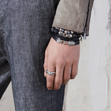 John Varvatos SILVER RAVEN LEATHER Double Wrap Bracelet for Men