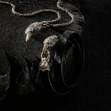 John Varvatos SILVER RAVEN LEATHER Double Wrap Bracelet for Men