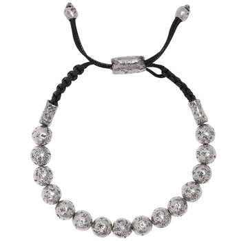 John Varvatos RUGGED SILVER BEAD Adjustable Mens Bracelet