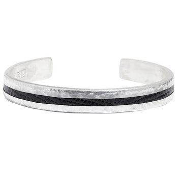 John Varvatos BLACK IGUANA SKIN THIN Cuff Bracelet for Men