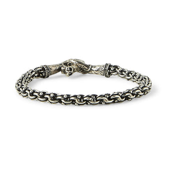 John Varvatos SILVER MODERN LINK Mens Bracelet with Skull Clasp