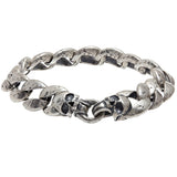 John Varvatos SKULL CURB LINK Bracelet for Men in Sterling Silver