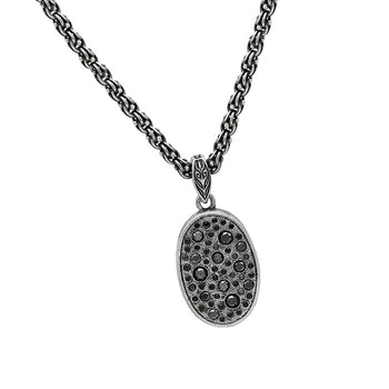 John Varvatos STARDUST MEDALLION Necklace for Men in Black Diamond and Silver
