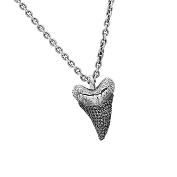 John Varvatos BLACK DIAMOND SHARK TOOTH Mens Pendant Necklace in Sterling Silver