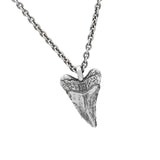 John Varvatos BLACK DIAMOND SHARK TOOTH Mens Pendant Necklace in Sterling Silver - Back Side