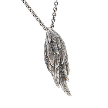 John Varvatos BLACK DIAMOND WING Pendant Necklace for Men in Silver
