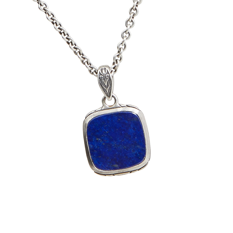 John Varvatos BLUE LAPIS MEDALLION Chain Necklace for Men in Sterling Silver