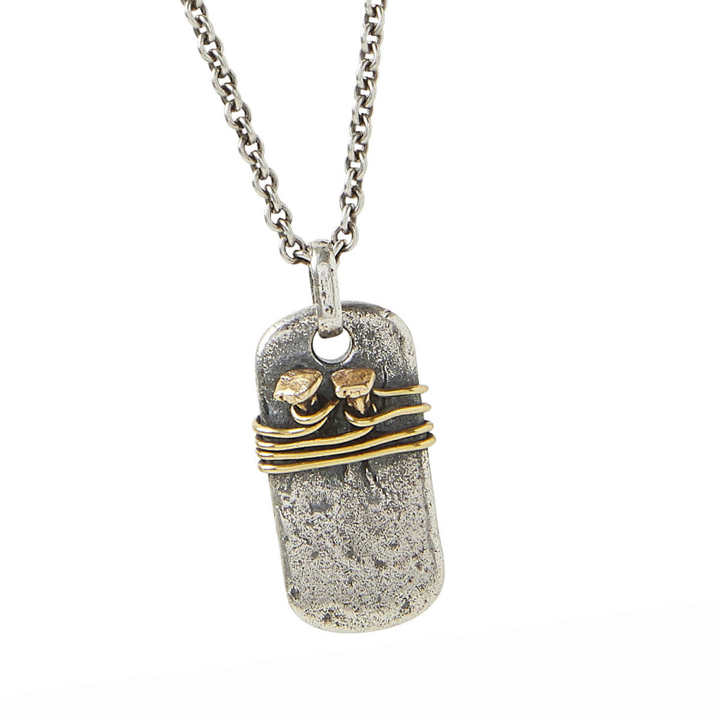 John Varvatos BRASS NAILS DOG TAG Mens Pendant Chain in Silver