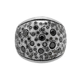 John Varvatos STARDUST SIGNET RING for Men in Black Diamond and Silver Front View
