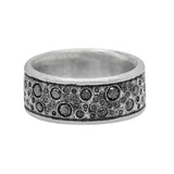 John Varvatos STARDUST BAND RING for Men in Black Diamond and Silver