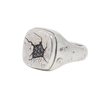 John Varvatos SHATTERED SIGNET RING for Men in Silver with Black Diamonds