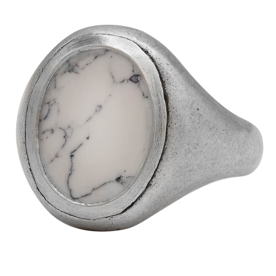 John Varvatos HOWLITE SIGNET RING Sterling Silver Ring for Men