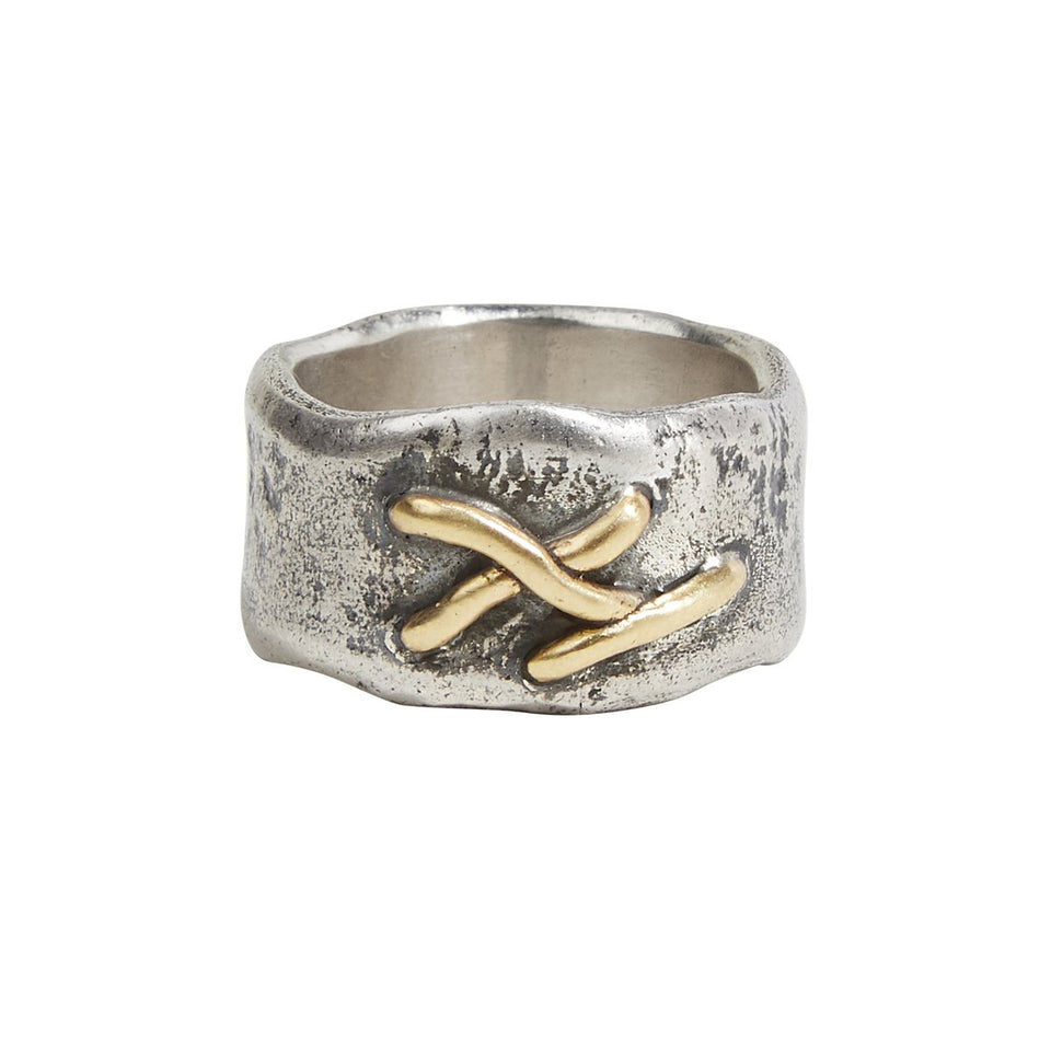 John Varvatos WOVEN WIRE RING Rugged Sterling Silver Mens Ring
