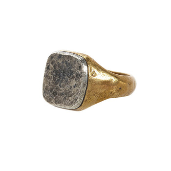 John Varvatos BRASS AND HAMMERED SILVER Signet Ring for Men