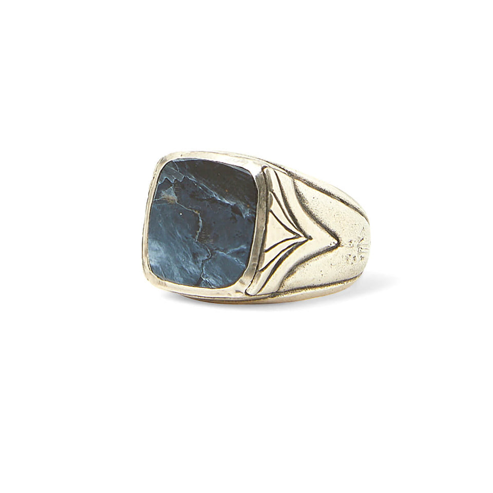 John Varvatos BLUE PIETERSITE RING Sterling Silver Classic Mens Ring