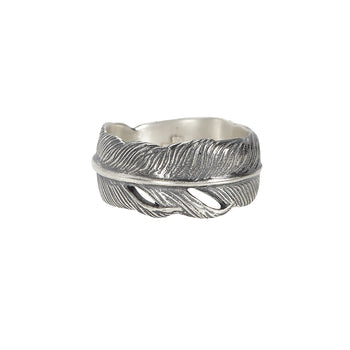 John Varvatos FEATHER BAND Ring for Men in Sterling Silver